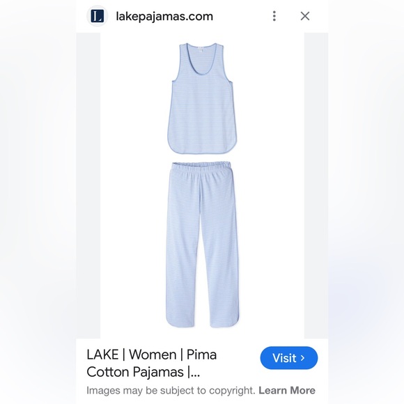 Lake Pima Cotton Tank- Long Set in Atlantic Blue Stripes - XS - Picture 3 of 5